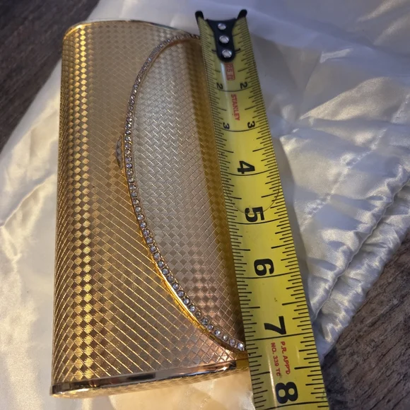 Vintage Mirror Chrystal Gold Elegant Metal Diamond Pattern Clutch Bag